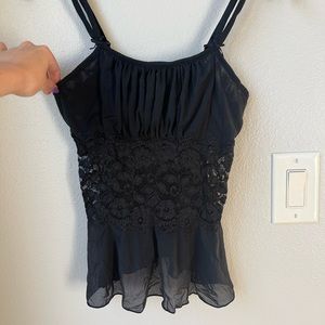 Y2K Vintage 90s Mesh & Lace Camisol Tank Top